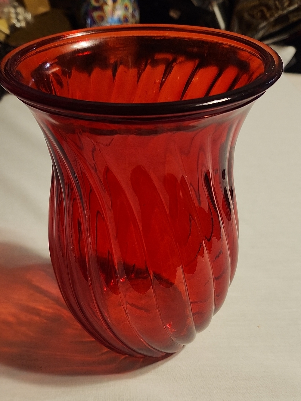 Red Ribbed Spring Wide -mouthed Floral Vase - Christmas
